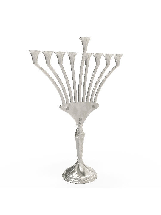 חנוכייה עם זרועות מעוקלות ונרות בצורת פתוח , חנוכה מודרני מ